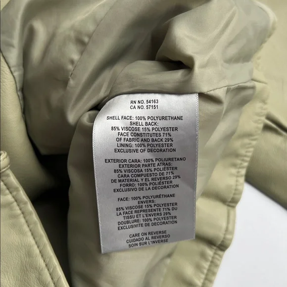 NWT Levi’s Faux Leather Belted Moto Jacket - Sage Green Size S - Picture 9 of 16